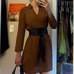 Velvet by Graham & Spencer Brown Dress with Black Belt